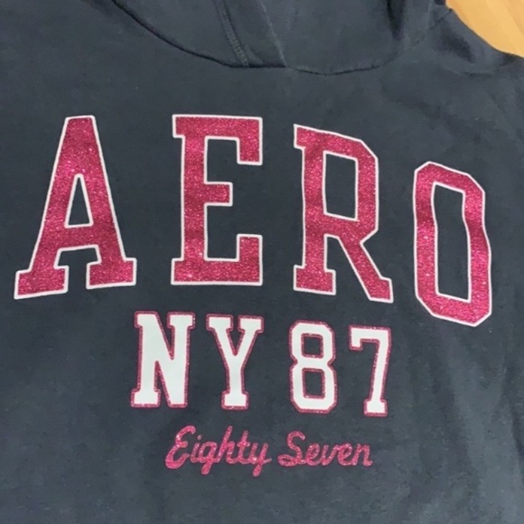 Aeropostale Girls Grey Kanga Hoodie with Pink Glitter - size YL - Picture 2 of 16